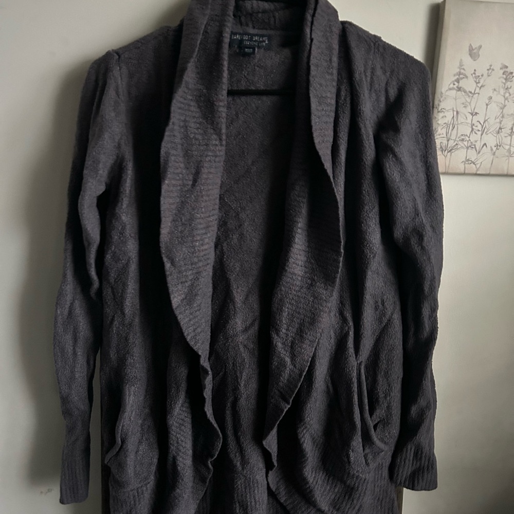 Dark Gray Open Front Cardigan